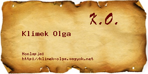 Klimek Olga névjegykártya